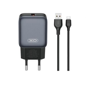 Incarcator Retea Cu Cablu USB-C XO Design L152, 18W, 3A, 1 x USB-A, Negru 