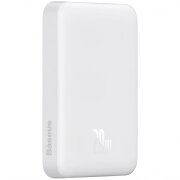 Baterie Externa Wireless Baseus Magnetic Mini, 10000mAh, 20W, PD + FQI, 1 x QI - 1 x USB-C, Alba P10059001223-00 