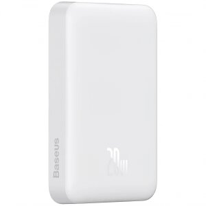 Baterie Externa Wireless Baseus Magnetic Mini, 10000mAh, 20W, PD + FQI, 1 x QI - 1 x USB-C, Alba P10059001223-00 