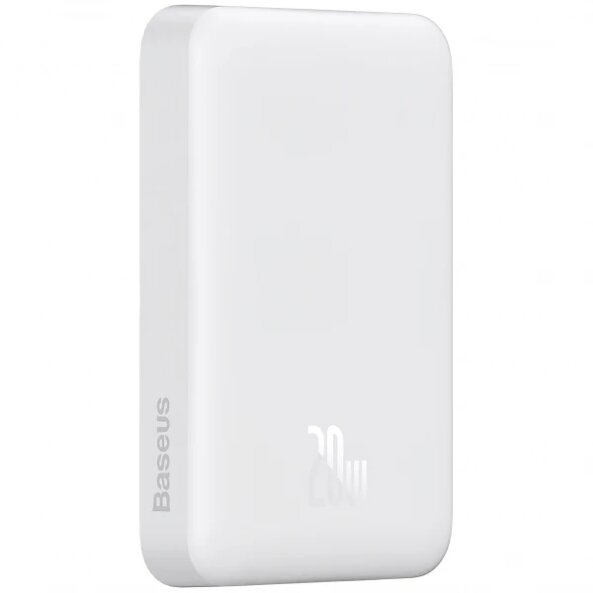 Baterie Externa Wireless Baseus Magnetic Mini, 10000mAh, 20W, PD + FQI, 1 x QI - 1 x USB-C, Alba P10059001223-00 