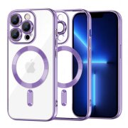 Husa MagSafe pentru Apple iPhone 13 Pro Max, Techsuit, Luxury Crystal, Mov Deschis