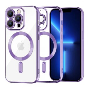 Husa MagSafe pentru Apple iPhone 13 Pro Max, Techsuit, Luxury Crystal, Mov Deschis