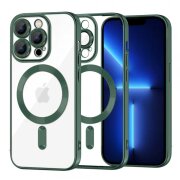 Husa MagSafe pentru Apple iPhone 13 Pro Max, Techsuit, Luxury Crystal, Verde Inchis