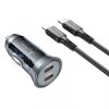 Incarcator Auto Cu Cablu Lightning Borofone BZ26B Discovery, 45W, 3A, 2 x USB-C, Albastru 