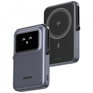 Baterie Externa Wireless UGREEN PB764 Uno, 10000mAh, 20W, PD + FQI, 1 x QI - 1 x USB-C, Gri 