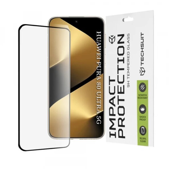 Folie de protectie Ecran Techsuit pentru Huawei Pura 80 Ultra, Sticla Securizata, Full Glue, 111D, Neagra