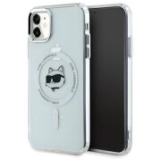 Husa MagSafe pentru Apple iPhone 11, Karl Lagerfeld, IML Metal Choupette's Head, Alba