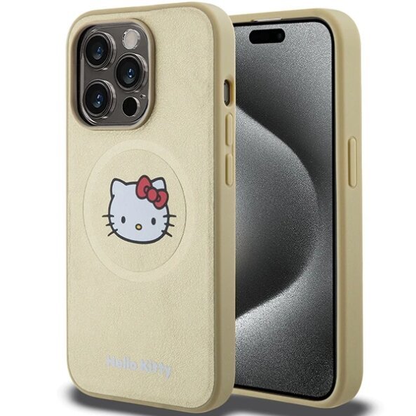 Husa MagSafe pentru Apple iPhone 14 Pro, Hello Kitty, Kitty Head, Aurie