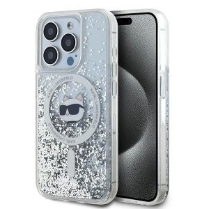Husa MagSafe pentru Apple iPhone 14 Pro Max, Karl Lagerfeld, Liquid Glitter Choupette's Head, Transparenta