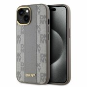 Husa MagSafe pentru Apple iPhone 15, DKNY, Checkered Mono Pattern, Bej
