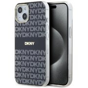 Husa MagSafe pentru Apple iPhone 15, DKNY, IML Mono &amp; Stripe, Neagra