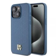 Husa MagSafe pentru Apple iPhone 15, DKNY, Pattern Metal Logo, Albastra