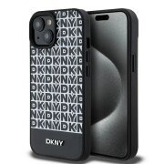 Husa MagSafe pentru Apple iPhone 15, DKNY, Printed Pattern Metal Logo, Neagra