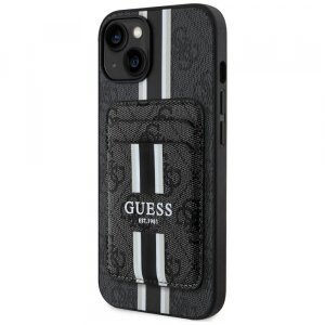 Husa MagSafe pentru Apple iPhone 15, Guess, Cardslot 4G Stripes , Neagra
