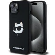 Husa MagSafe pentru Apple iPhone 15 Plus, Karl Lagerfeld, Silicone Choupette's Head, Neagra