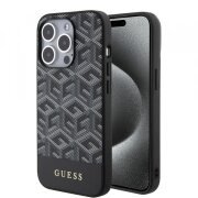 Husa MagSafe pentru Apple iPhone 15 Pro, Guess, GCube Stripes, Neagra