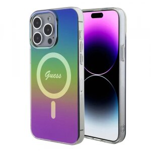 Husa MagSafe pentru Apple iPhone 15 Pro, Guess, IML Iridescent, Multicolor