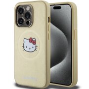 Husa MagSafe pentru Apple iPhone 15 Pro, Hello Kitty, Kitty Head, Aurie