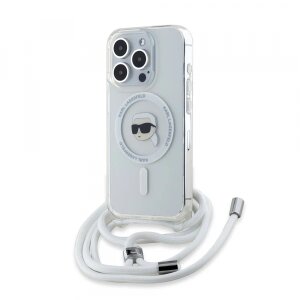 Husa MagSafe pentru Apple iPhone 15 Pro, Karl Lagerfeld, IML Crossbody Karl's Head, Transparenta