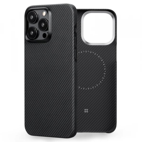 Husa MagSafe pentru Apple iPhone 15 Pro Max, Edizard, Air, Neagra