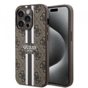 Husa MagSafe pentru Apple iPhone 15 Pro Max, Guess, 4G Printed Stripes, Maro
