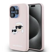Husa MagSafe pentru Apple iPhone 15 Pro Max, Karl Lagerfeld, Silicone Karl &amp; Choupette, Roz