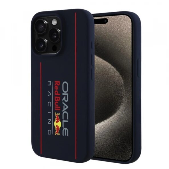 Husa MagSafe pentru Apple iPhone 15 Pro Max, Red Bull Racing, Oversize Vertical Logo, Bleumarin