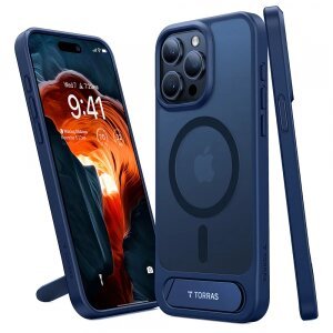 Husa MagSafe pentru Apple iPhone 15 Pro Max, Torras, Pstand, Bleumarin