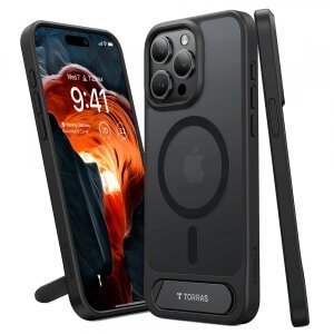 Husa MagSafe pentru Apple iPhone 15 Pro Max, Torras, Pstand, Neagra