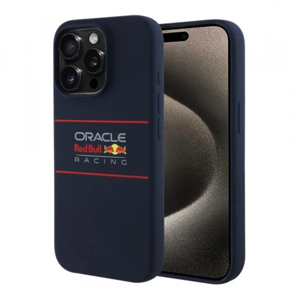 Husa MagSafe pentru Apple iPhone 15 Pro, Red Bull Racing, Horizontal Centered Logo, Bleumarin