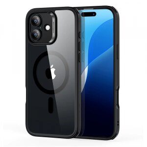 Husa MagSafe pentru Apple iPhone 16, ESR, Classic Hybrid, Neagra Transparenta