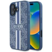Husa MagSafe pentru Apple iPhone 16, Guess, 4G Printed Stripes, Albastra