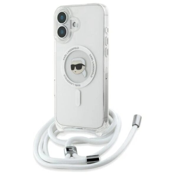 Husa MagSafe pentru Apple iPhone 16, Karl Lagerfeld, IML Crossbody Karl's Head, Transparenta