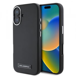 Husa MagSafe pentru Apple iPhone 16 Plus, Karl Lagerfeld, FW Metal Plate, Neagra