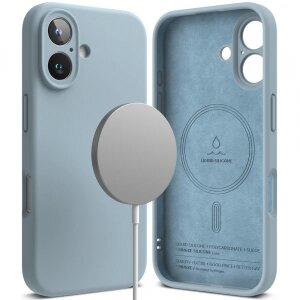 Husa MagSafe pentru Apple iPhone 16 Plus, Ringke, Silicone, Albastra