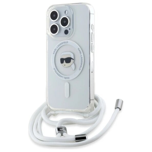 Husa MagSafe pentru Apple iPhone 16 Pro Max, Karl Lagerfeld, IML Crossbody Karl's Head, Transparenta