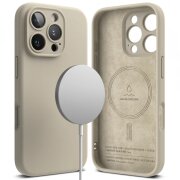Husa MagSafe pentru Apple iPhone 16 Pro Max, Ringke, Silicone, Crem