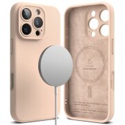 Husa MagSafe pentru Apple iPhone 16 Pro Max, Ringke, Silicone, Roz