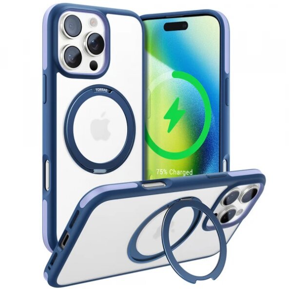 Husa MagSafe pentru Apple iPhone 16 Pro Max, Torras, Ostand R Fusion, Bleumarin