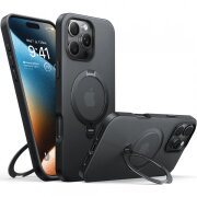 Husa MagSafe pentru Apple iPhone 16 Pro Max, Torras, Ostand Spin, Neagra