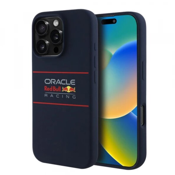 Husa MagSafe pentru Apple iPhone 16 Pro, Red Bull Racing, Horizontal Centered Logo, Bleumarin