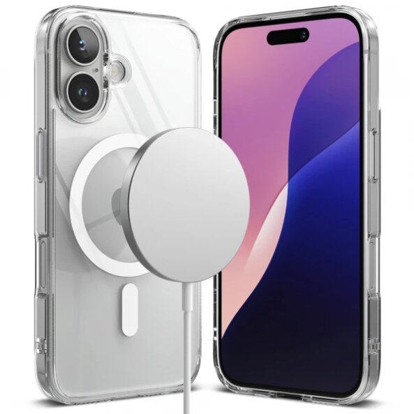 Husa MagSafe pentru Apple iPhone 16, Ringke, Fusion, Transparenta