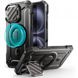 Husa MagSafe pentru Apple iPhone 16, Supcase, Unicorn Beetle XT, Neagra