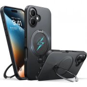 Husa MagSafe pentru Apple iPhone 16, Torras, Ostand Spin, Neagra