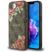 Husa MagSafe pentru Apple iPhone 16e, Guess, 4G Flowers Print, Maro