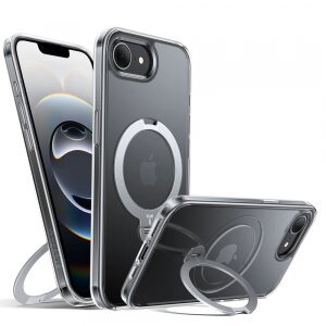 Husa MagSafe pentru Apple iPhone 16e, Torras, Ostand Spin, Transparenta