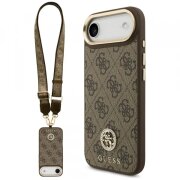 Husa MagSafe pentru Apple iPhone 17 Air, Guess, 4G Strass Logo with Big Strap, Maro