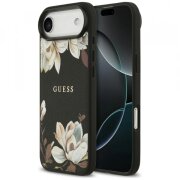 Husa MagSafe pentru Apple iPhone 17 Air, Guess, Grained Flowers, Neagra