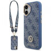 Husa MagSafe pentru Apple iPhone 17, Guess, 4G Strass Logo with Big Strap, Albastra