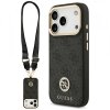 Husa MagSafe pentru Apple iPhone 17 Pro, Guess, 4G Strass Logo with Big Strap, Neagra